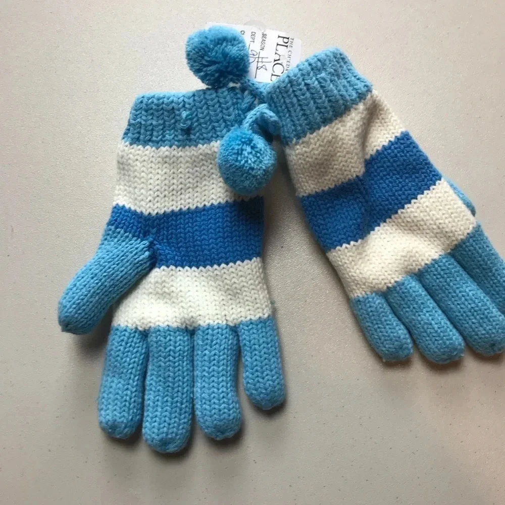 NWT Children’s Place Blue/White Striped Gloves